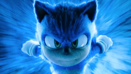 Sonic running as a blue blur at the screen